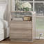 Table de chevet 3 tiroirs l 21,6 po avec station de charge, armoire de chevet cannelée de ferme pour chambre à coucher, profil profilé incurvé-218182485