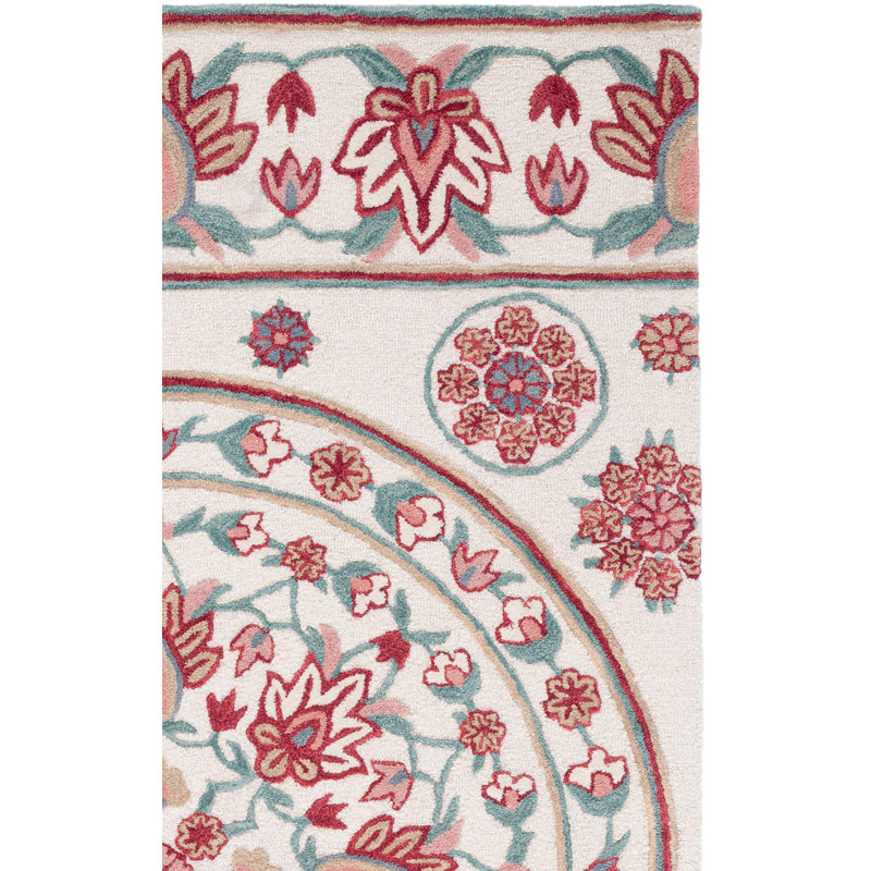 Tapis floral en laine touffeté à la main Daishawn, Tapis de couloir 2 pi 3 po x 8 pi