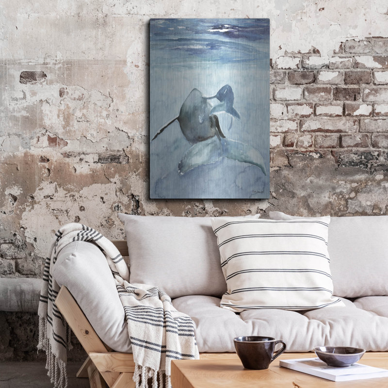 "Dolphin And Calf" par Stellar sur métal, H 36 po x l 24 po