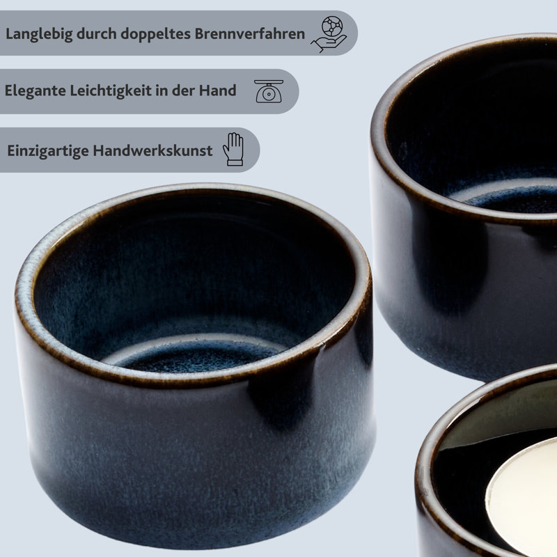 4 Piece Earthenware Tabletop Tealight Holder Set