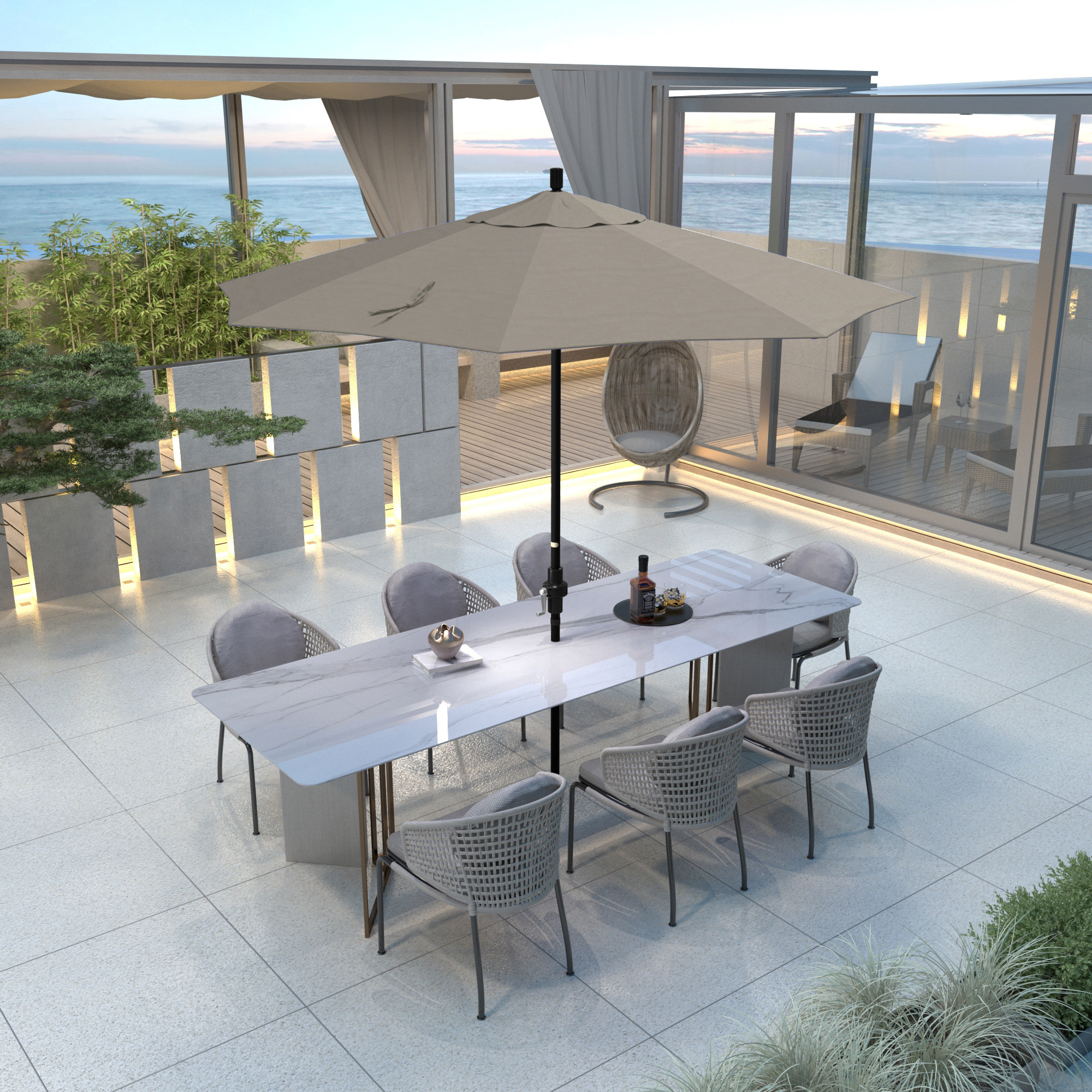 Savi 108'' Outdoor Umbrella, Taupe- Pacifica