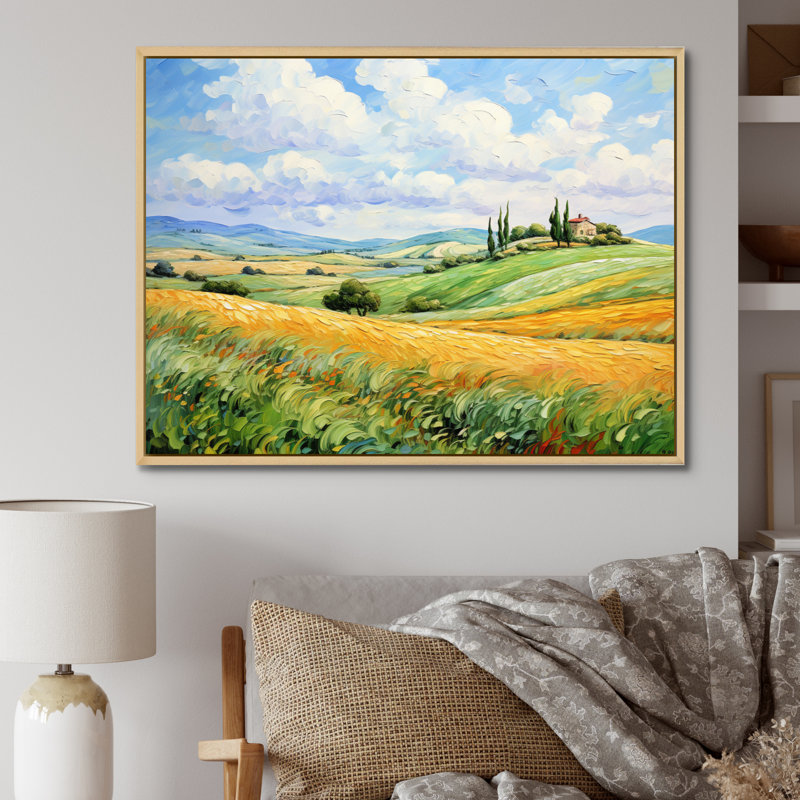 Van Gogh, reproduction d'art sur toile, "Rolling Hills I", H 34 po x l 44 po x P 1,5 po, Cadre naturel flottant