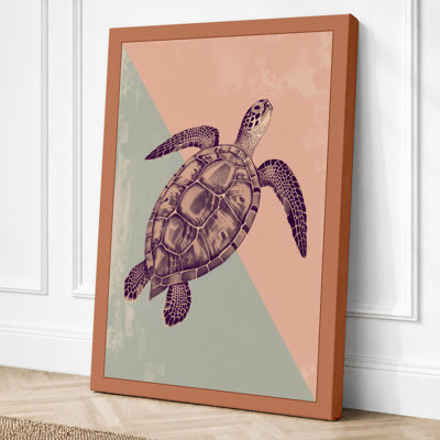 Turtle in Open Water Minimalist - Wrapped Canvas