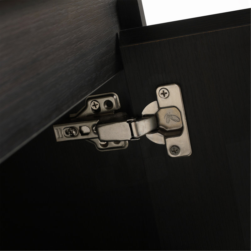 Meuble-lavabo 24 po avec lavabo en céramique, meuble-lavabo flottant mural, armoire de rangement en bois avec portes doubles pour la salle de bain, noir