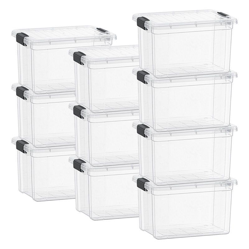  Clear Storage Box with Lid, 49 Quart Plastic Container Bins for Organizing, Stackable Crates, BPA Free, Non Toxic, Odor Free, Organizers for Home, Office, School, and Dorm,10 Pack