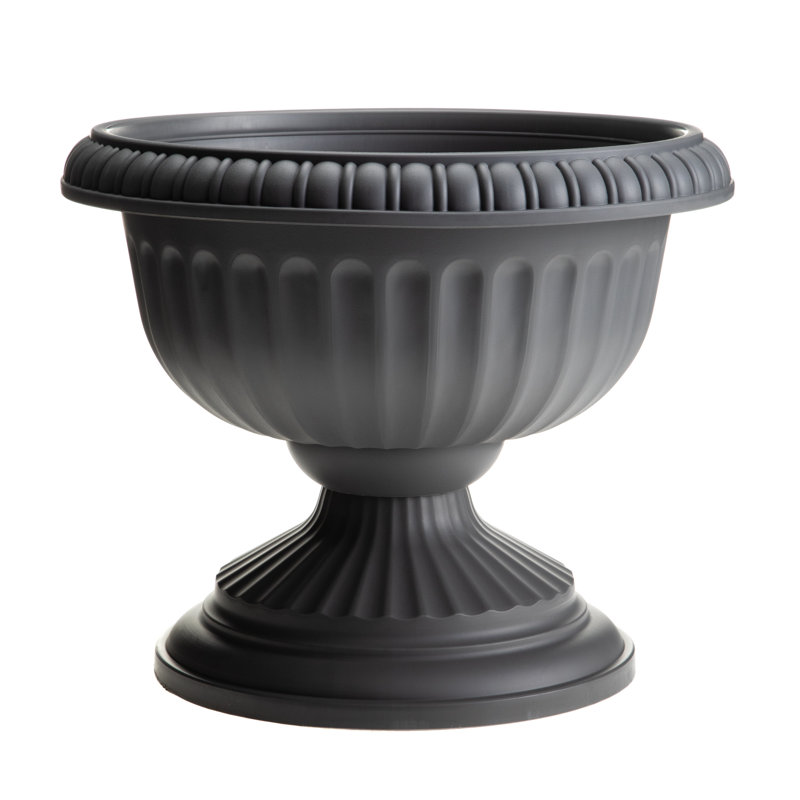 Grecian Urn Plastic Indoor/Outdoor Planter, 10.5" H x 12" W x 12" D, Charcoal