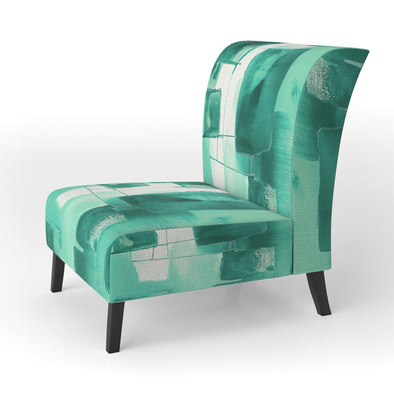 Fauteuil de chambre rembourré Glam Dancing Shape I, Mélange de polyester turquoise