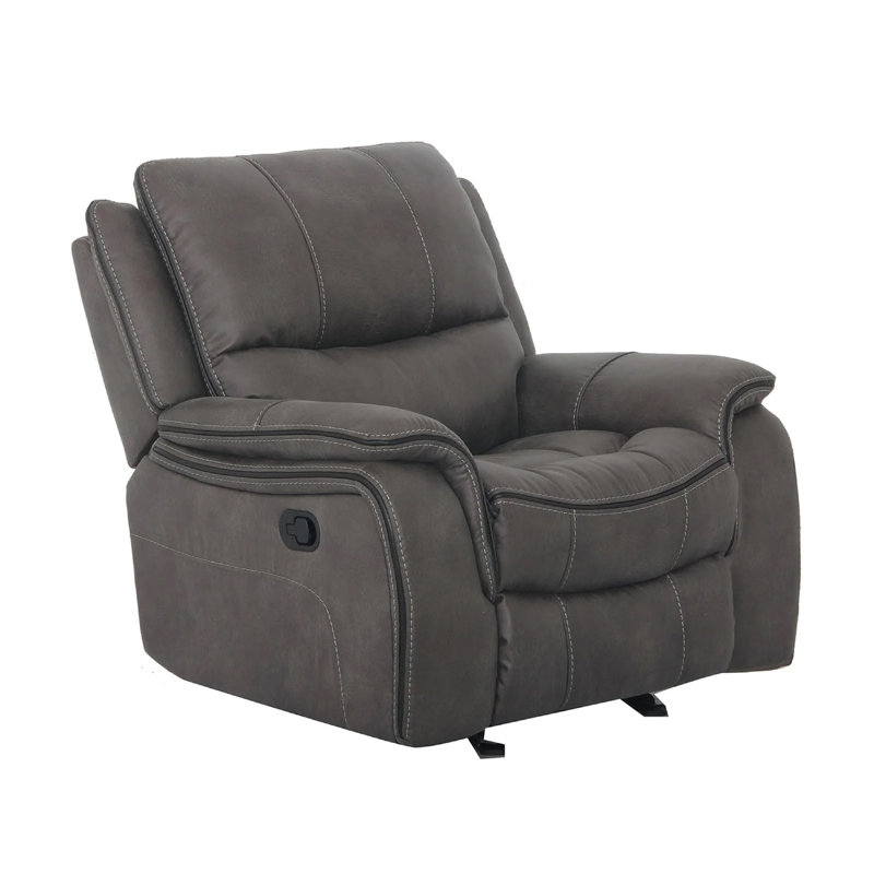 Heny Manual Glider Recliner Chair, Plush  Pillow Top Arms, Dark Gray