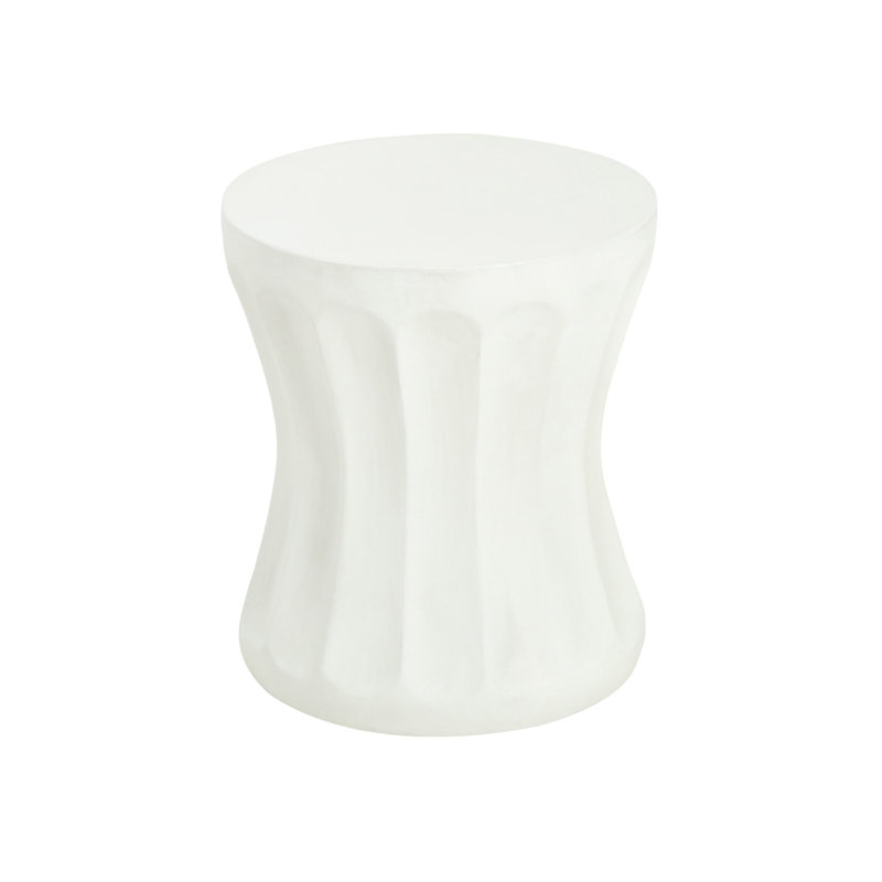 Table d'appoint d'extérieur ronde en béton blanc antique, table de bout Mgo de salon