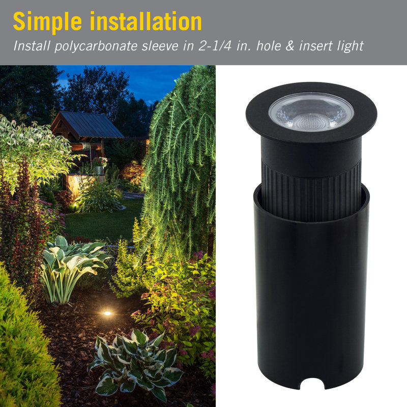 Black 2.5" Inground LED Landscape Light with Warm White 2700K