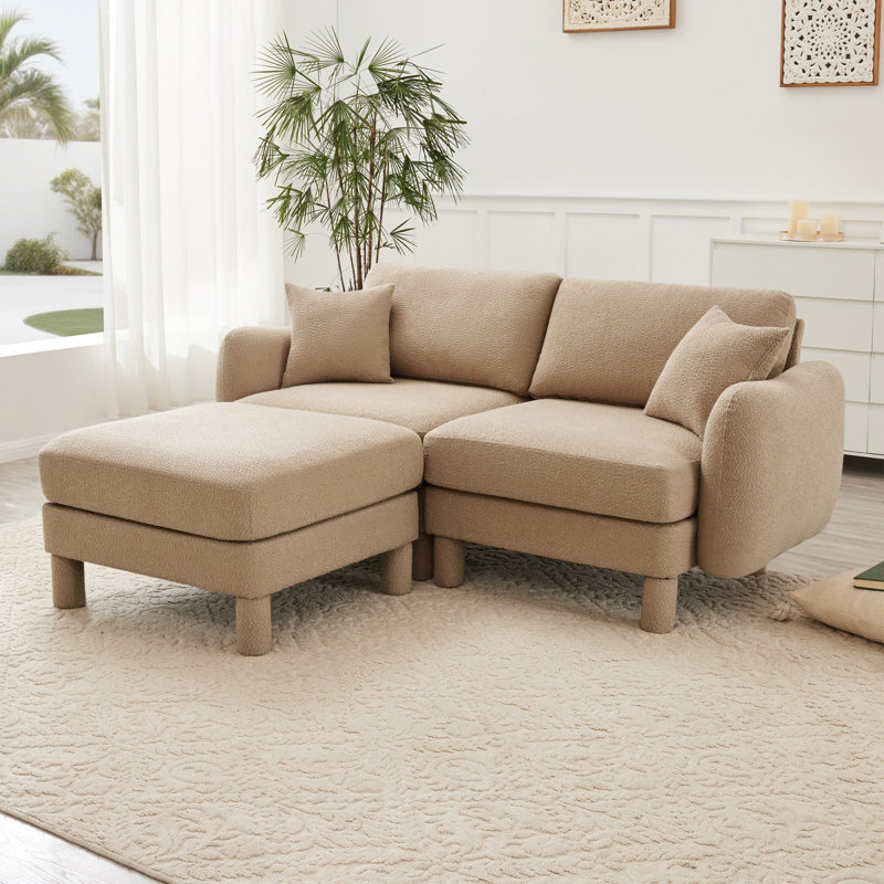 Canapé modulaire à 2 places pour causeuse en tissu Boucle, Gris foncé