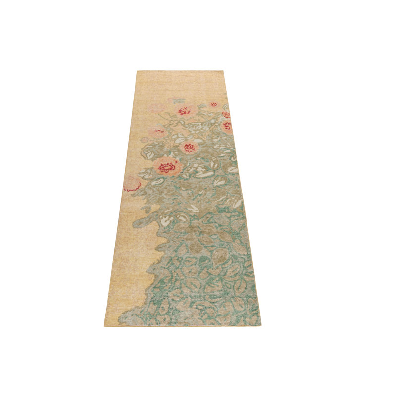 Distressed Homage Floral Area Rug, Runner 3' x 10'