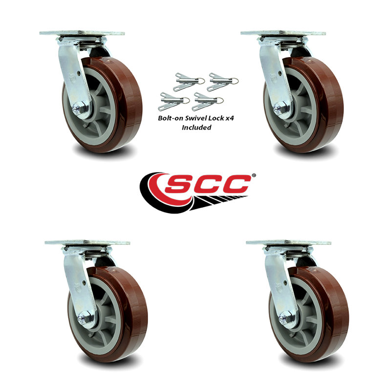 Polyurethane Caster with Roller Bearing and Swivel Lock