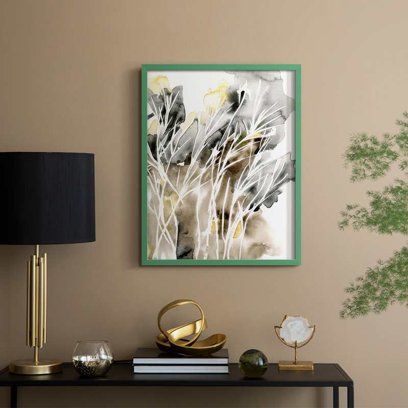 Wispy Weeds I, reproduction encadrée - bois massif, H 15 po x l 12 po, Vert