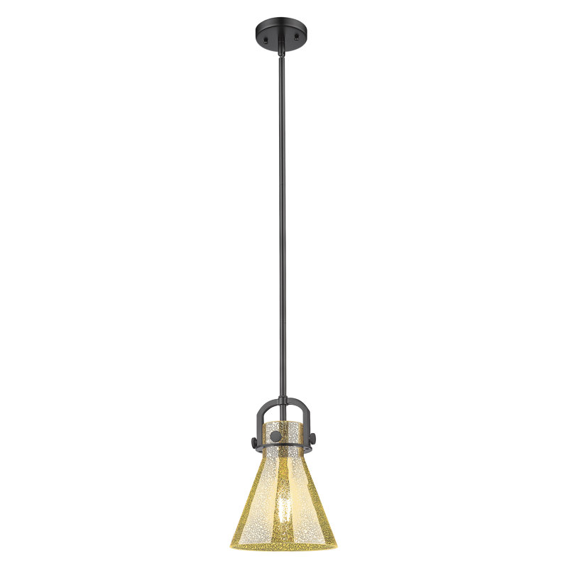 Mini luminaire suspendu à structure arquée 1 lumière 8 "Downtown Cone - Newton Cone, Mercure, Noir mat