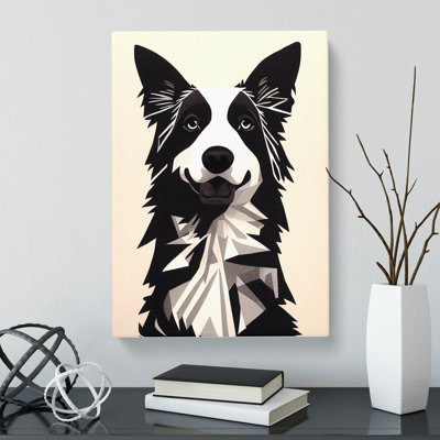 Border Collie Geometric - Wrapped Canvas