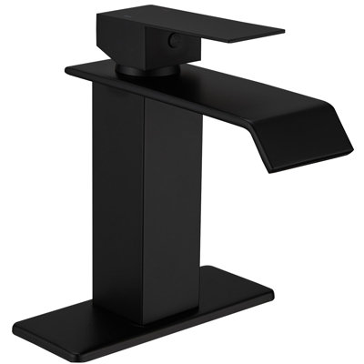 Single Hole Single-Handle Bathroom Sink Faucet With Deck Plate Pop Up Drain With Overflow