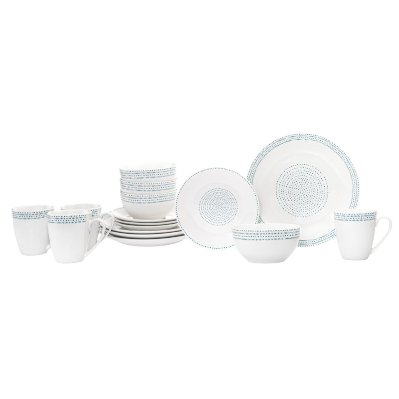 Classic Modern Farmhouse 16-Piece White Porcelain Dinnerware Set