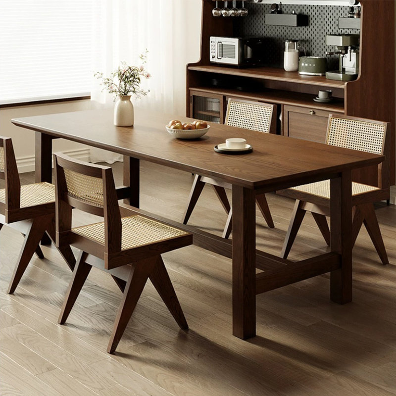 Brown Rectangular Solid Wood Trestle Dining Table, 29.53"H x 70.87"L x 31.50"W