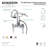 Kingston Brass Wilshire Three-Handle 2-Hole Tub Wall Mount Clawfoot Tub Faucet with Hand Shower-17435505