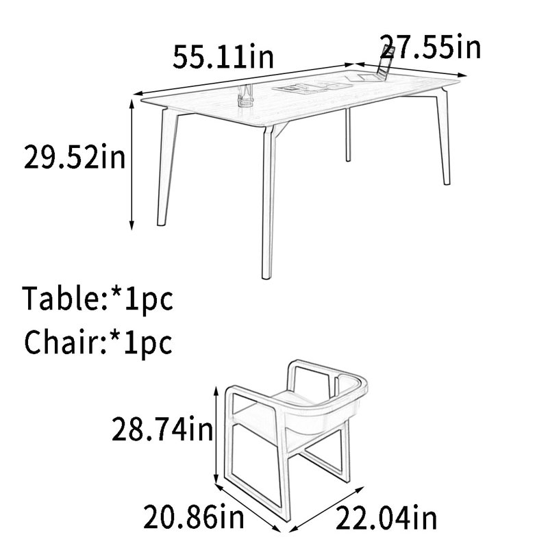 Bureau en bois de frêne avec coins arrondis
