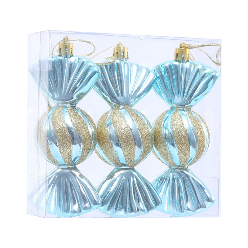 3 pièces ornements de bonbons de Noël pots à bonbons arbre de Noël paillettes décorations suspendues en plastique menthe poivrée décorative arbre de Noël fête à la maison