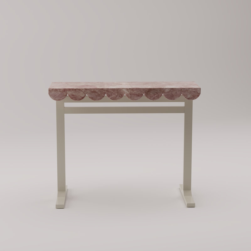 Wave Console Table, Pastel Turquoise, Pink Quartz