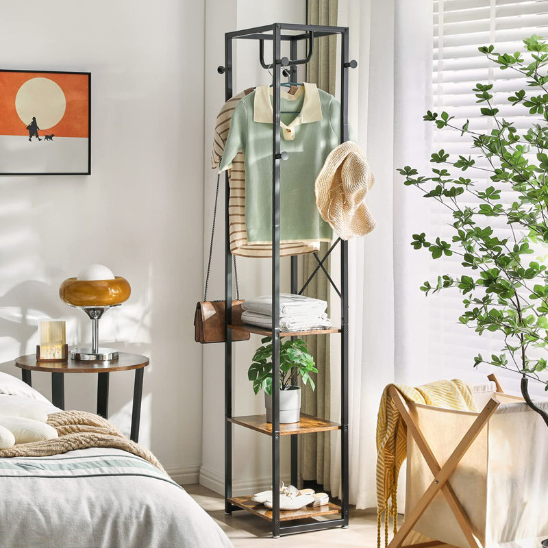 Andromedae Freestanding 8 - Hook Coat Rack, Rustic Brown