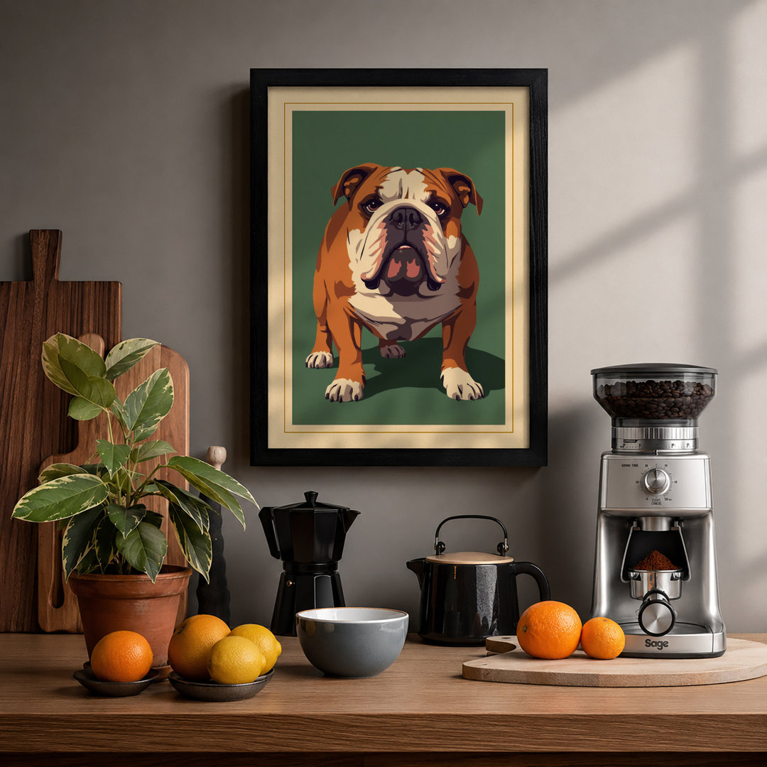 English Bulldog Portrait Vintage - Framed Print