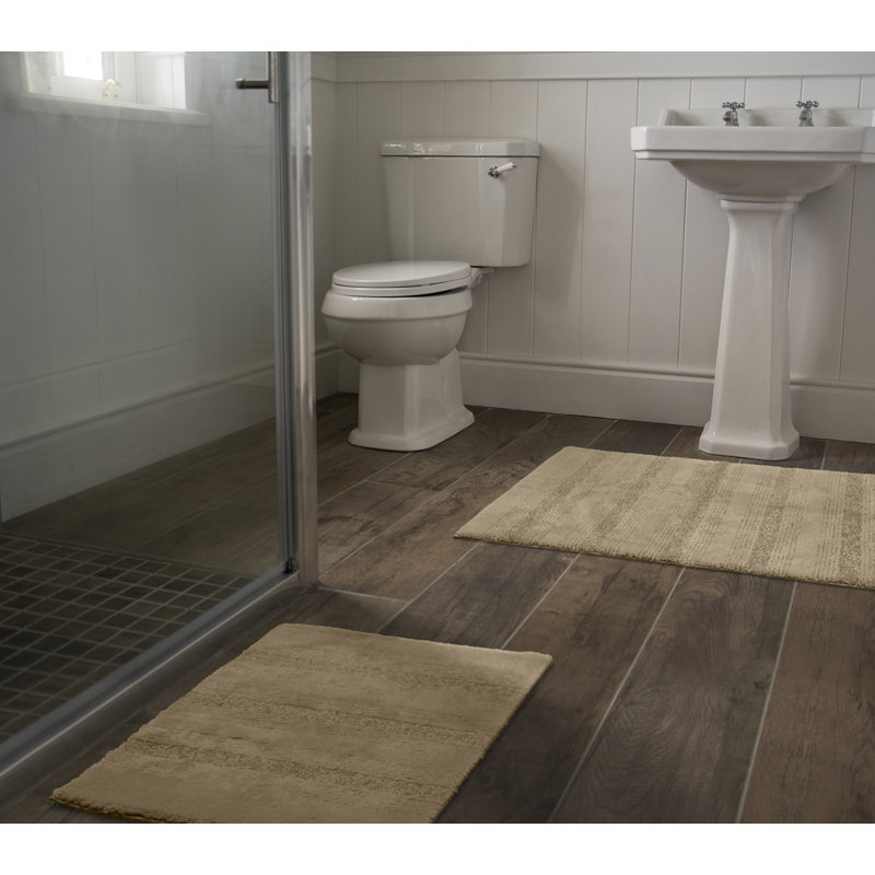 Ensemble de tapis de bain en nylon 2 pièces avec envers antidérapant Maaza, Lin