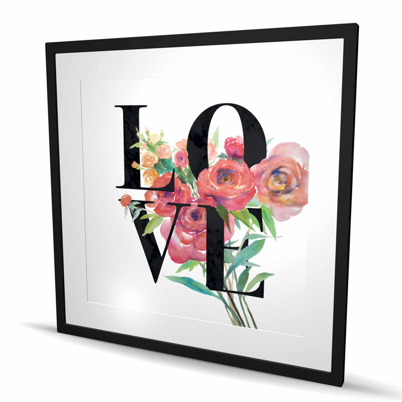 «Love» noir - imprimé de chambre à coucher encadré pour décoration, H 36 po x l 36 po, Noir