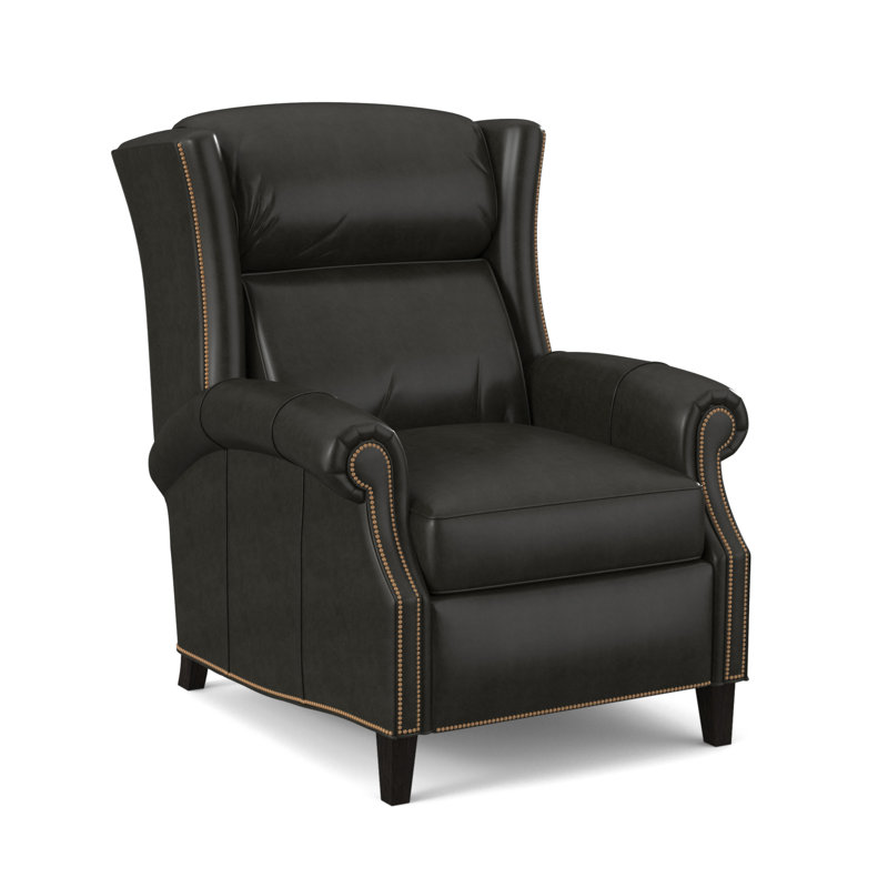 Broderick Recliner, Aline Light Gray Stonewash Genuine Leather, Plantation, #9 French Natural