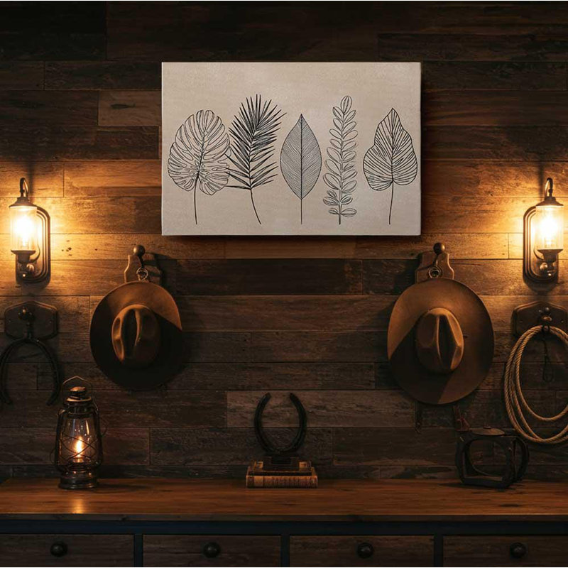 Art mural sur toile, feuille botanique minimaliste, décor de plante neutre, dessin de nature tropicale pour l'intérieur de la maison beige