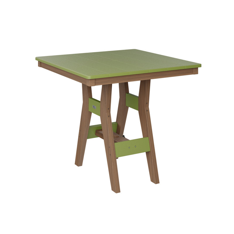 Harbor Outdoor Square Dining Table, Kiwi Green, Antique Mahogany, 30.37" H x 33" W x 33" D