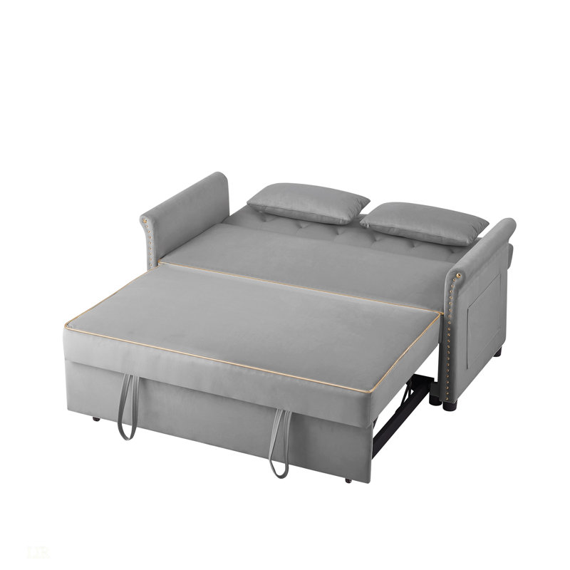 Canapé-lit en velours gris, Gris
