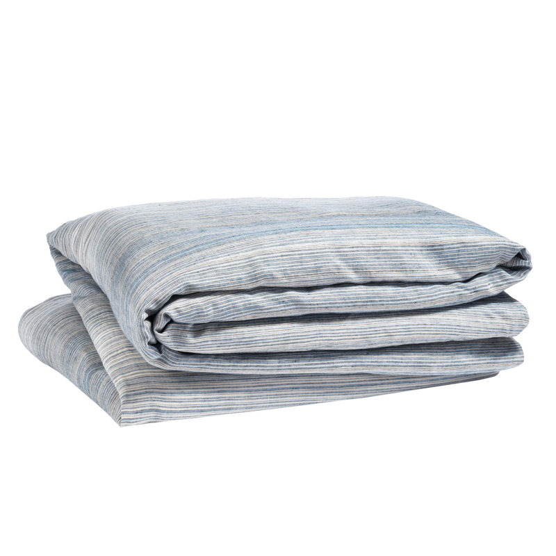Sterling Stripe Linen Blue Duvet Cover, Full/Queen Duvet Cover