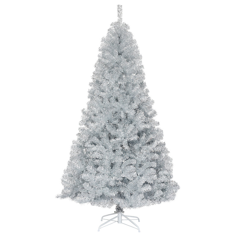 Arbre de Noël artificiel à charnière argent 7,5 pi