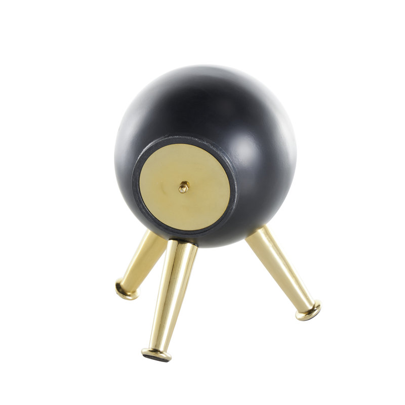 Black and Gold Analog Quartz Tripod Tabletop Clock