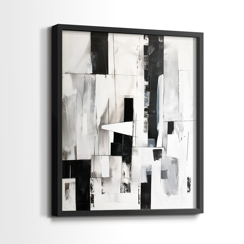 ABSTRACT Series XL - Impression encadrée de qualité supérieure - Prêt à accrocher - Aucun clou requis, Noir, noir, noir, noir