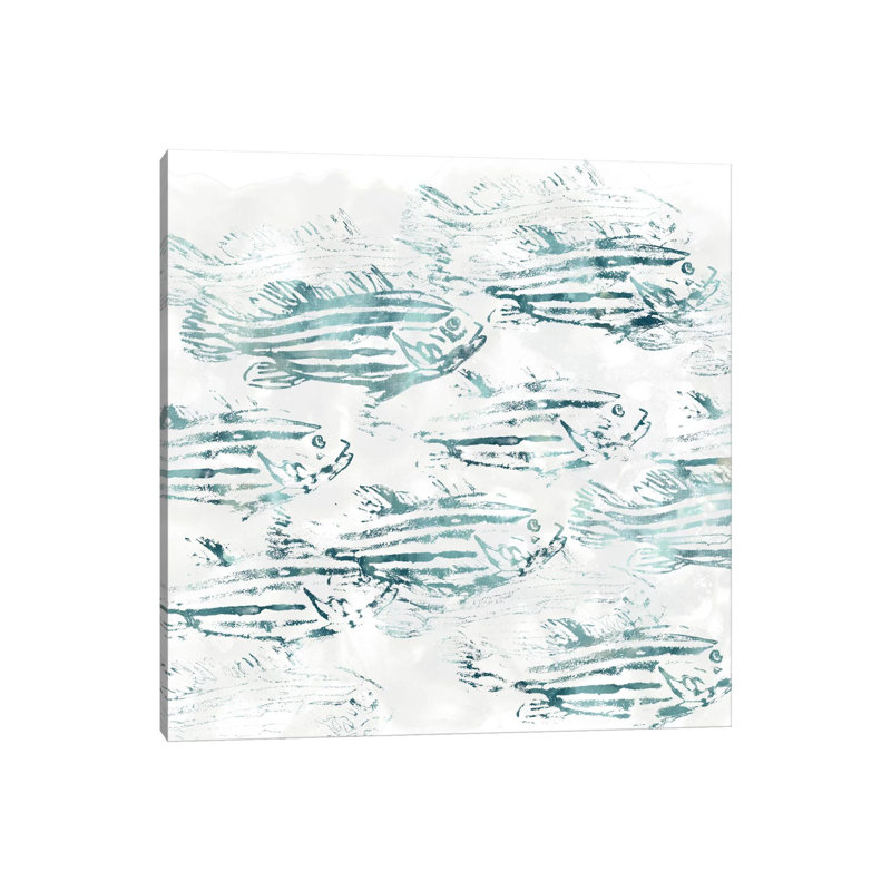 Sealife Batik IV by June Erica Vess - Wrapped Canvas Painting, 30.48 cm H x 30.48 cm W
