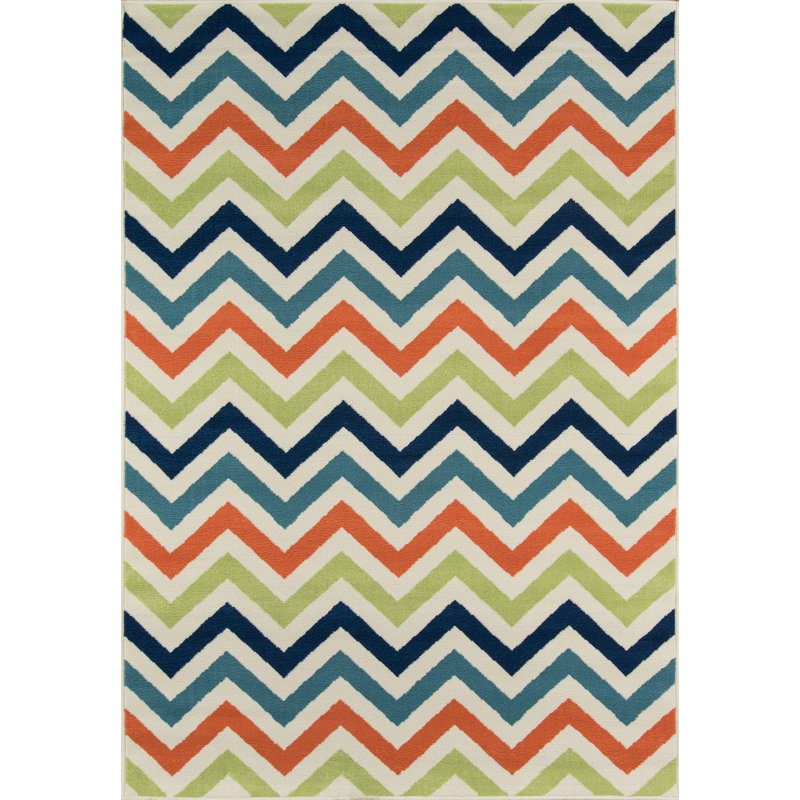 Irita Chevron Indoor / Outdoor Rug, Rectangle 1'8" x 3'7"
