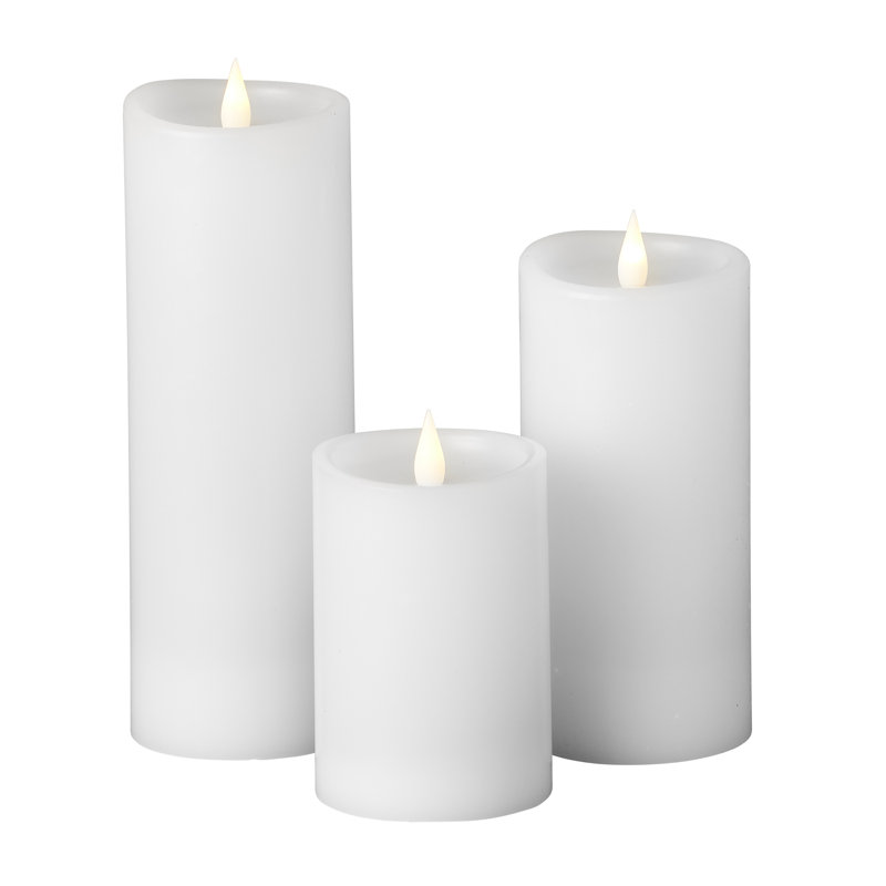 Bougie sans flamme Classic Motion, 9 po x 3 po, 3, Blanc