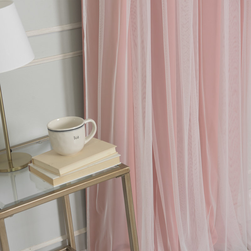 Rideau occultant en polyester Fortuna, Corail