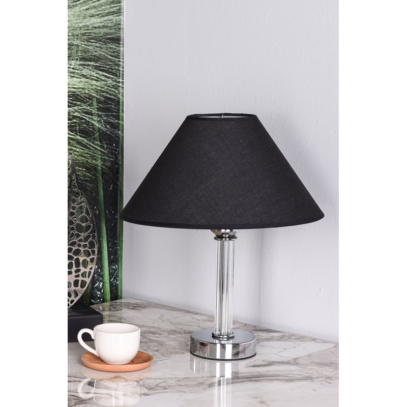 Lampe de table en métal, Argenté / Transparent, Noir