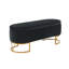 Banc de rangement ovale en velours l 45,6 po avec pieds en métal doré, repose-pieds rembourré