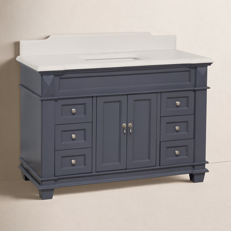 Ensemble de meuble-lavabo simple 48 po Ensa, Quartz, Gris marine