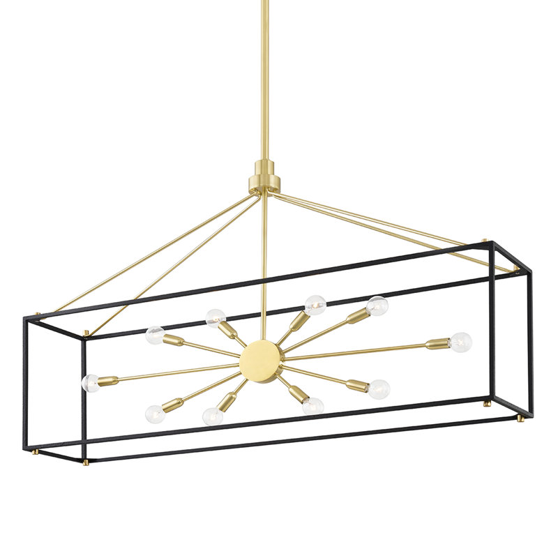 Glendale 10 Light Linear, Aged Brass/Black