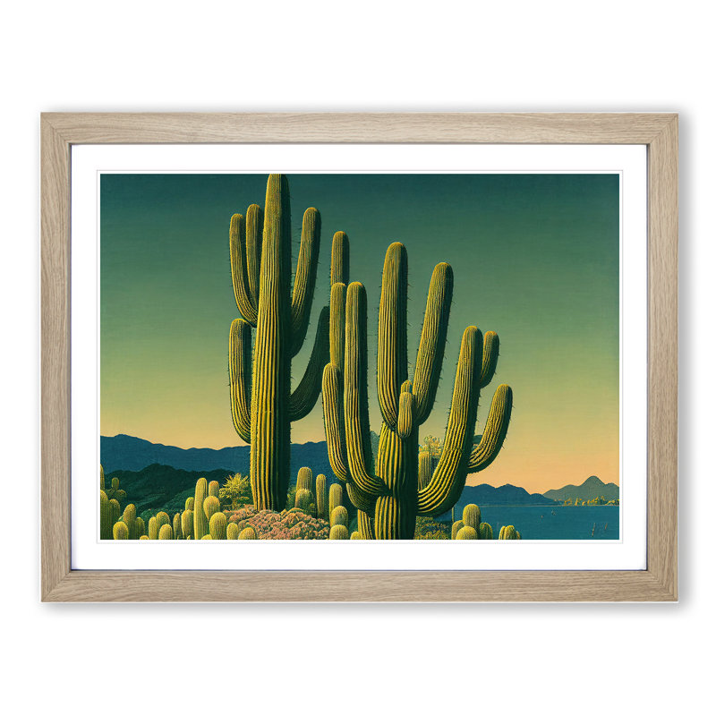 Wild Cactus - Framed Print, 25cm H x 34cm W x 2cm D, Oak Framed