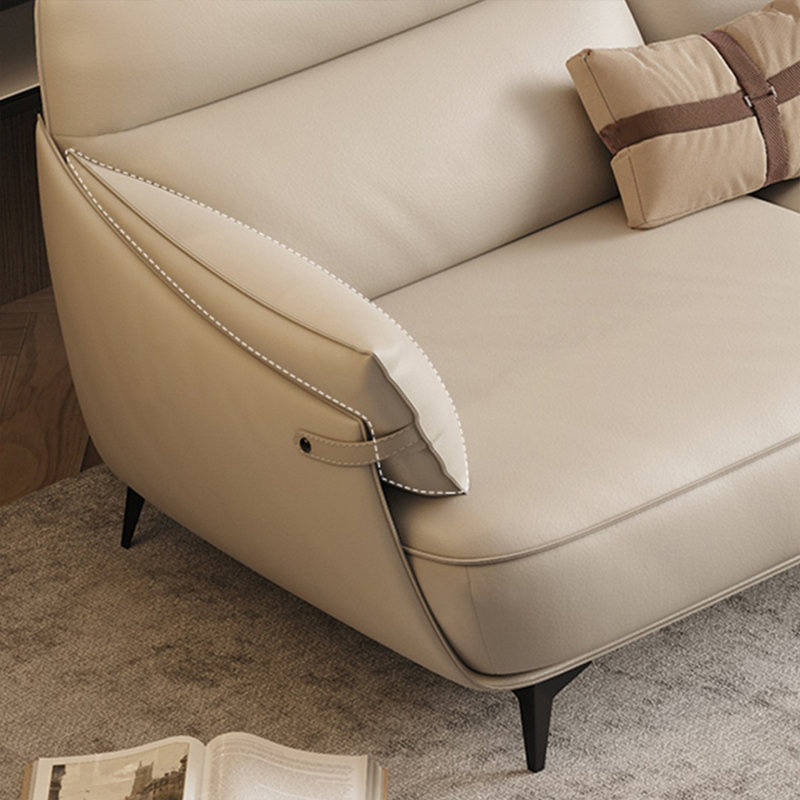 Causeuse-coussin modulaire en cuir véritable beige