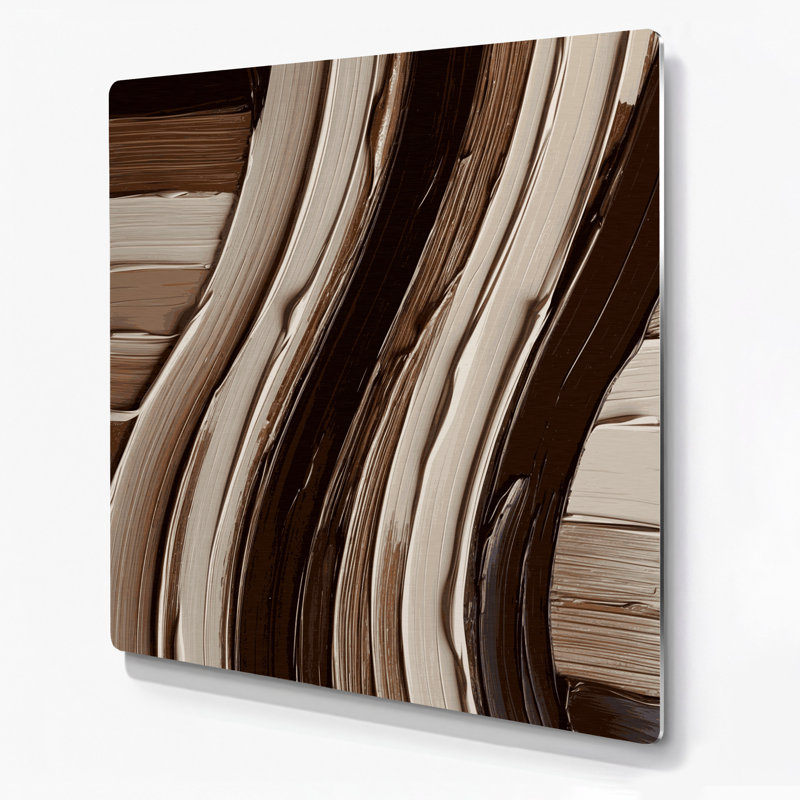 Diagonale rayures grises brun foncé, art mural en métal, H 12 po x l 12 po